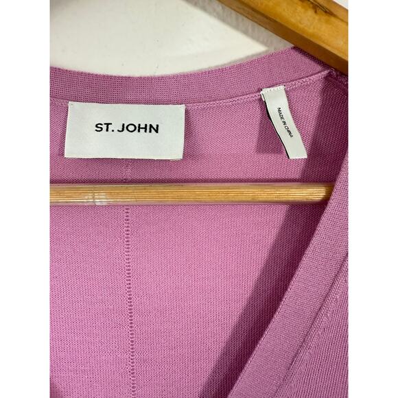St John Womens Wool Silk Cardigan Sweater Long Sleeve Sz S Gold Buttons Lavender - Picture 8 of 12